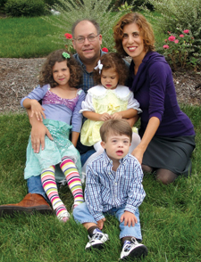Vicki Spedicato Vila ’93 (top right) donates to the University in hopes of helping other students achieve their dreams – much like she did. Pictured with Vicki are her husband, Val, and children (from left), Eva, Veronica and Valentino Vincent (or “Nino”).