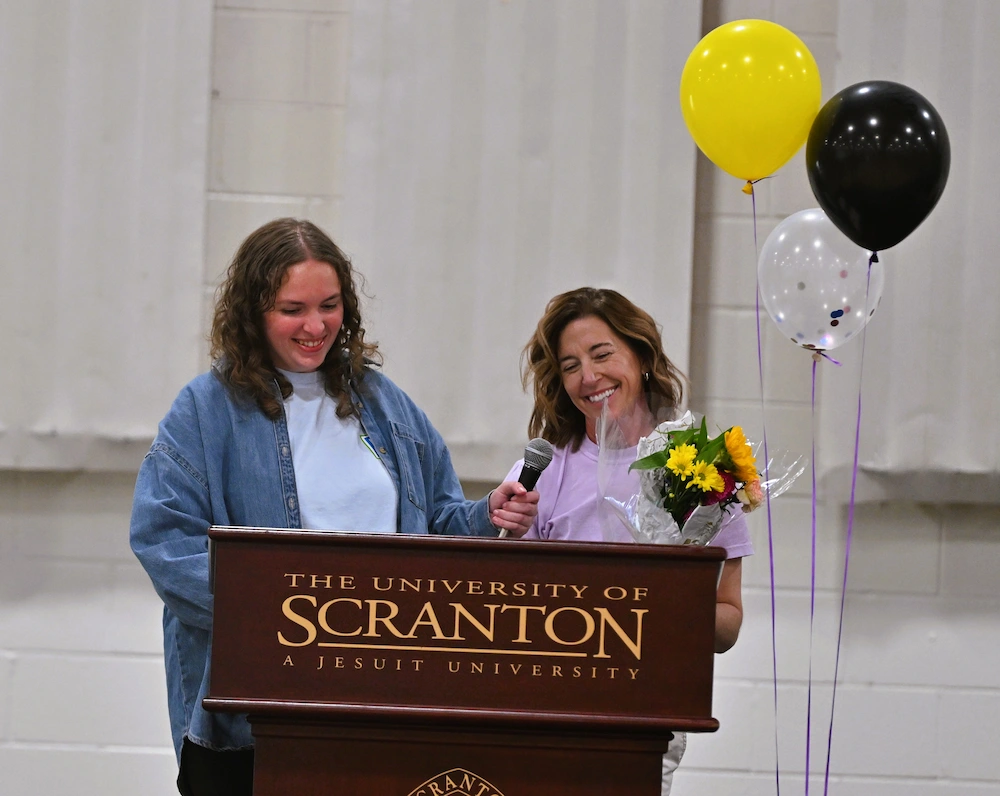 The University of Scranton Go Baby Go chapter student leader Kaitlyn Gelman ’25, G’26, with Stephanie DeNaples, OTD ’15, G’17.
